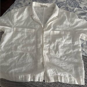 White Linen Button-Up Shirt